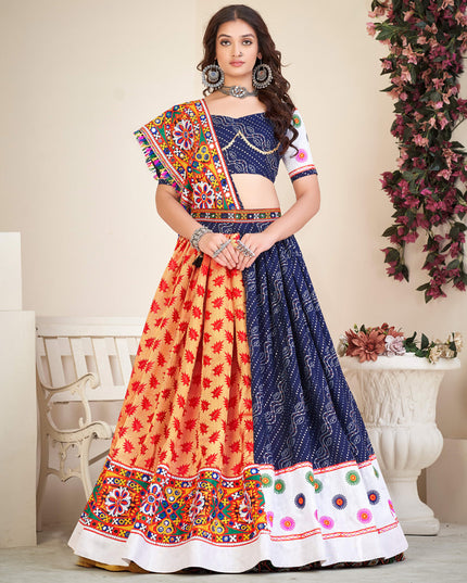 Navy Blue Cotton Silk Navratri Special Chaniya Choli
