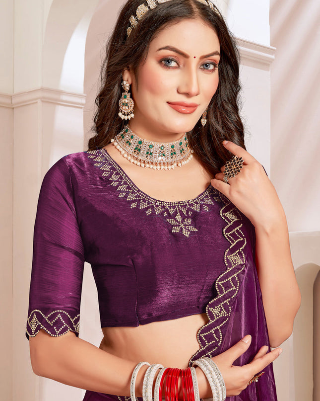 Wine Silk Party Wear Saree