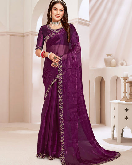 Wine Silk Party Wear Saree
