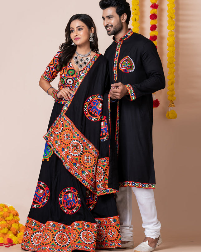 Black Rayon Gamthi Work Navratri Special Combo