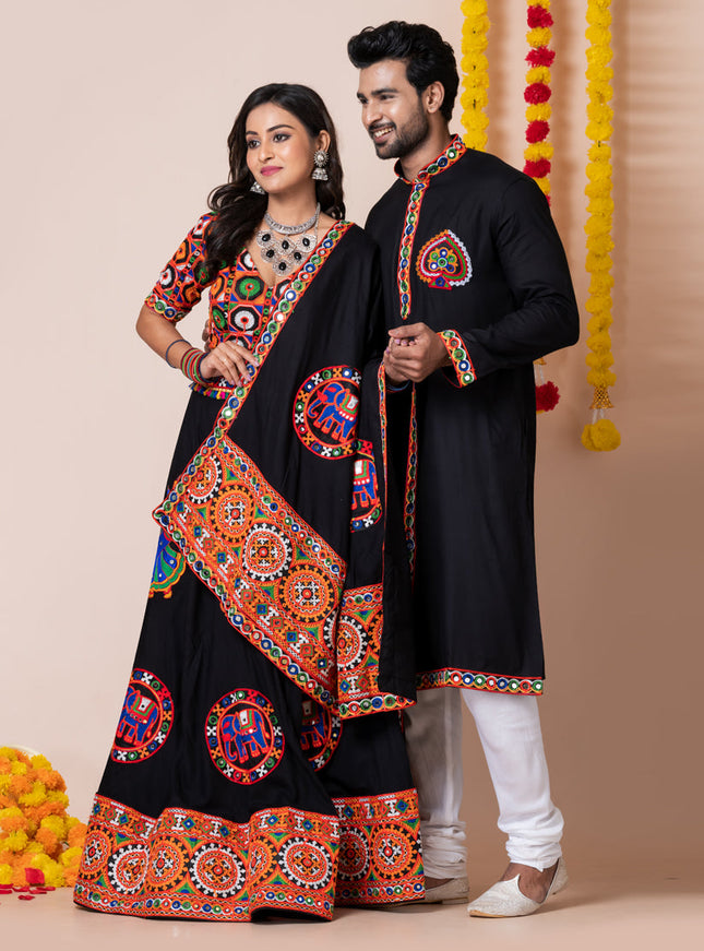 Black Rayon Gamthi Work Navratri Special Combo