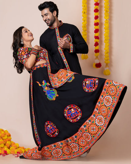 Black Rayon Gamthi Work Navratri Special Combo
