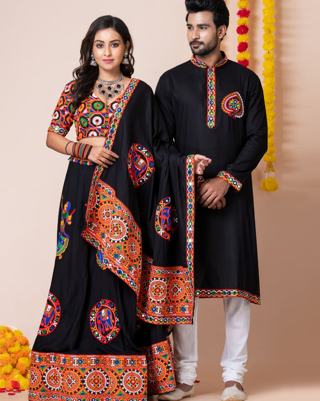 Black Rayon Gamthi Work Navratri Special Combo