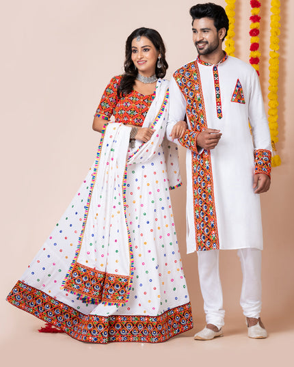 White Rayon Gamthi Work Navratri Special Combo