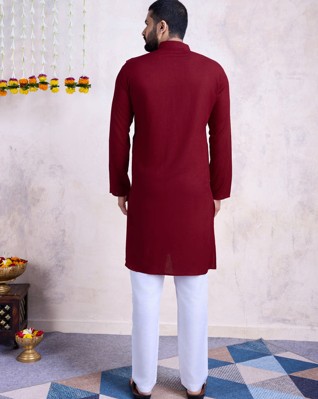 Maroon Rayon Gamthi Work Navratri Special Kurta