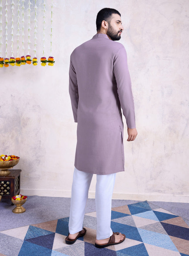 Dusty Purple Rayon Gamthi Work Navratri Special Kurta