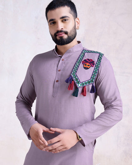 Dusty Purple Rayon Gamthi Work Navratri Special Kurta