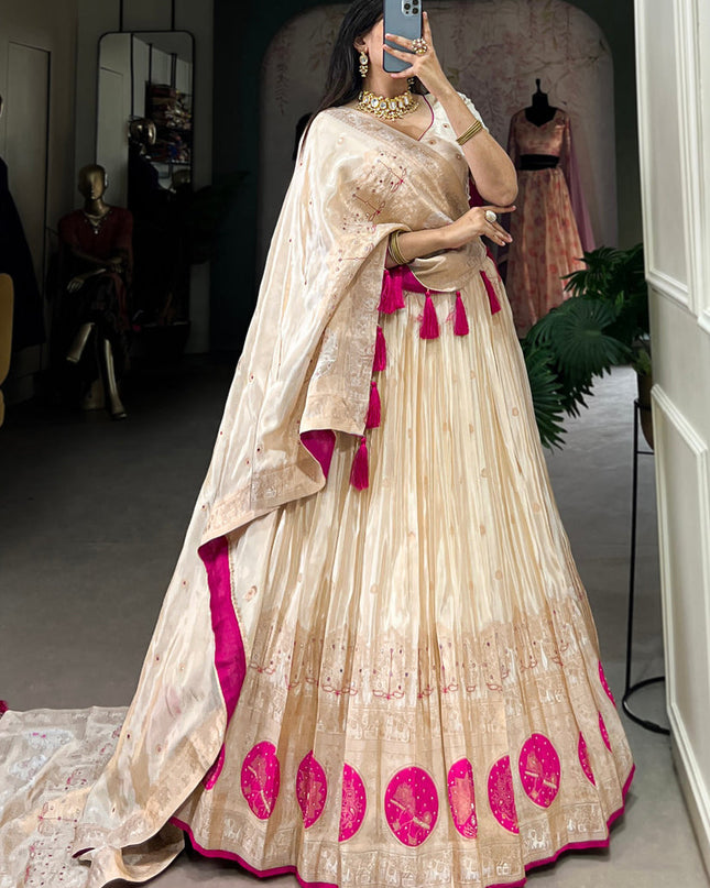 cream pink pure shimmer navratri special chaniya choli