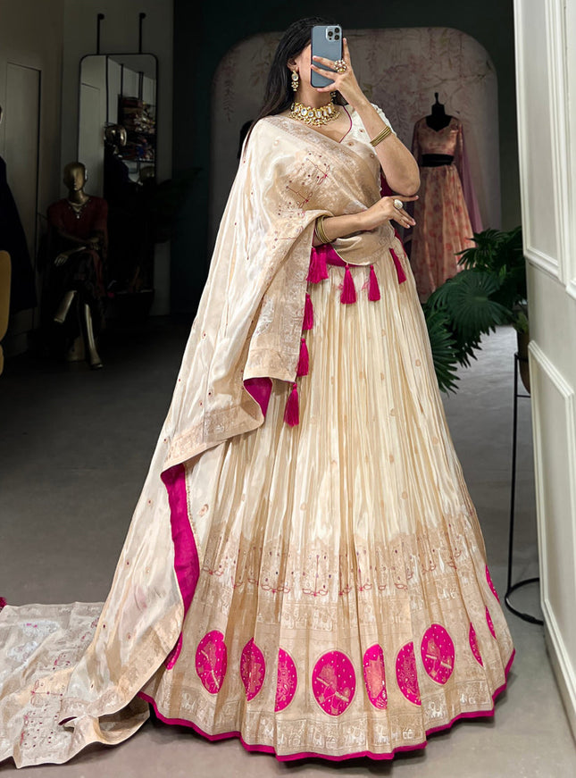 cream pink pure shimmer navratri special chaniya choli