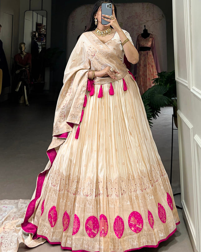 cream pink pure shimmer navratri special chaniya choli