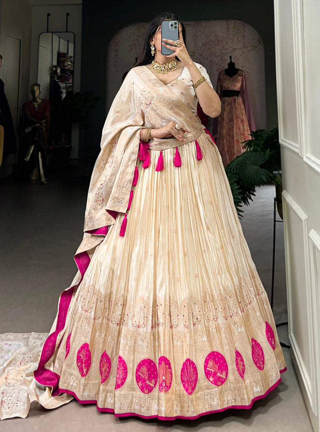 cream pink pure shimmer navratri special chaniya choli