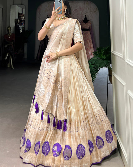 cream purple pure shimmer navratri special chaniya choli