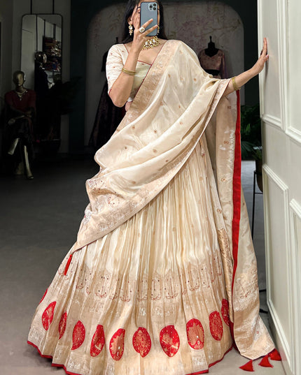 cream red pure shimmer navratri special chaniya choli