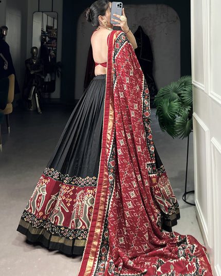 black tussar silk patola printed navratri special chaniya choli