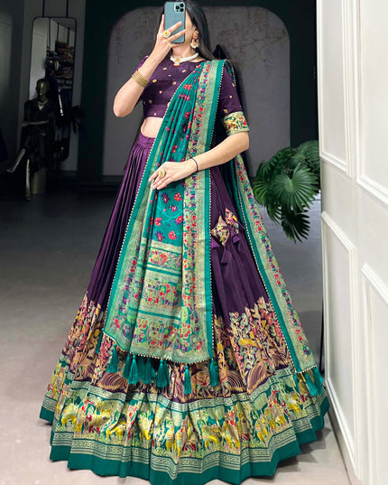 purple tussar silk printed navratri special chaniya choli