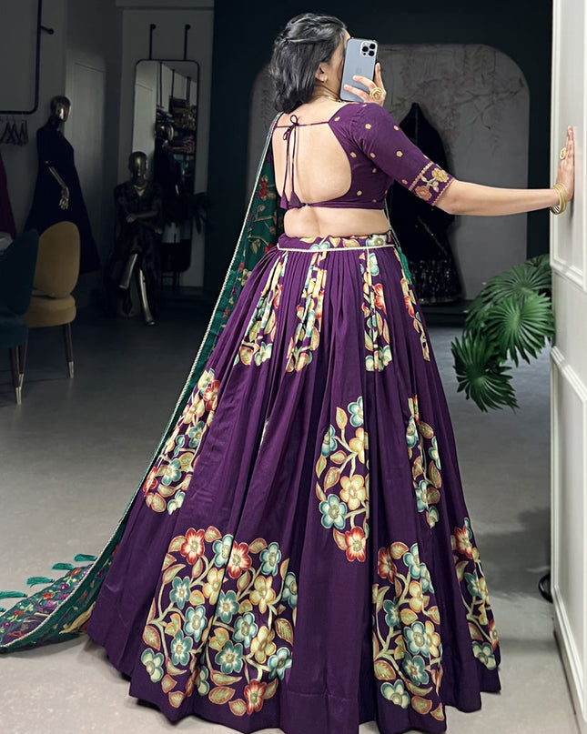 purple tussar silk printed navratri special chaniya choli