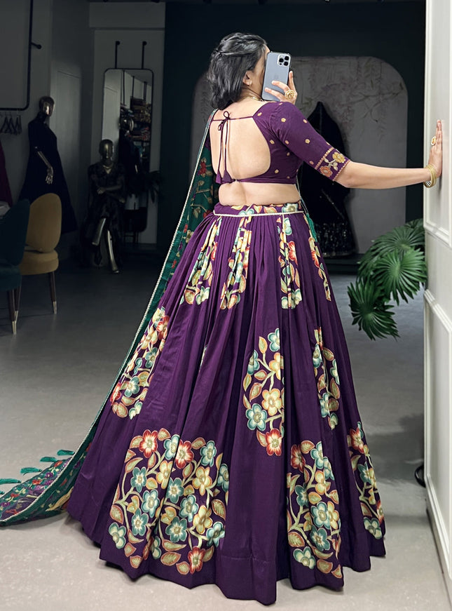 purple tussar silk printed navratri special chaniya choli