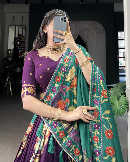 purple tussar silk printed navratri special chaniya choli