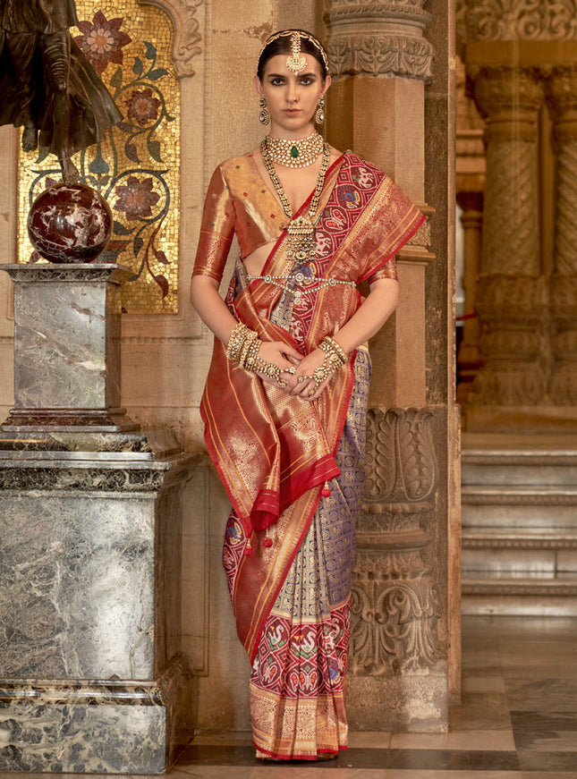 Beige Banarasi Brocade Zari Woven Saree