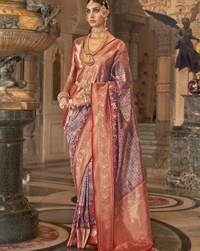Lavender Banarasi Brocade Zari Woven Saree