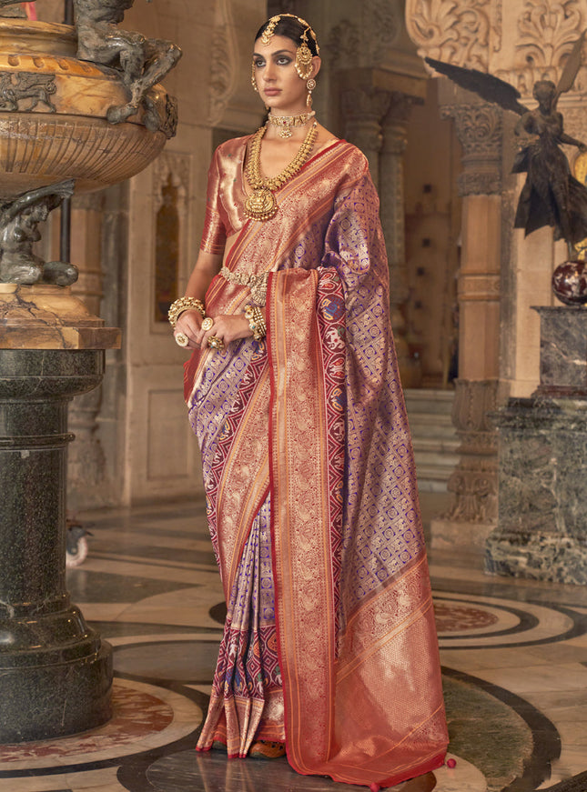 Lavender Banarasi Brocade Zari Woven Saree