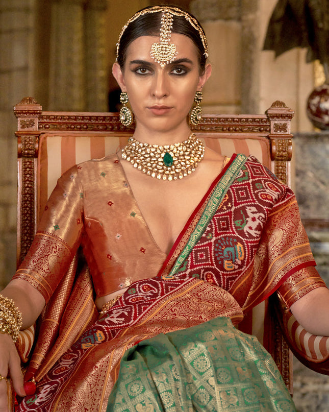 Sea Green Banarasi Brocade Zari Woven Saree