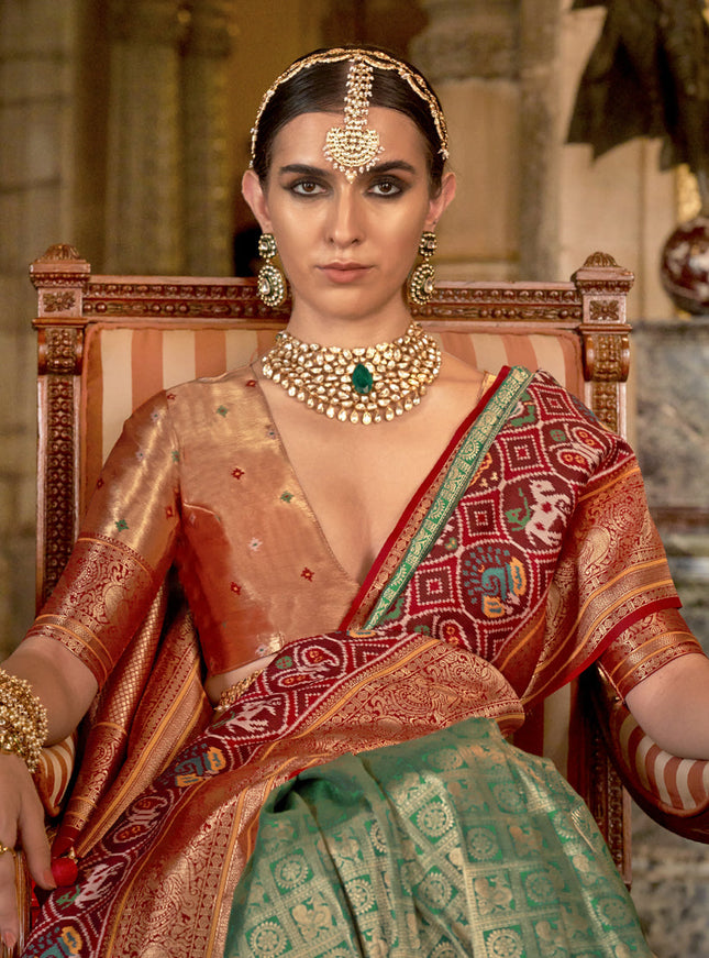 Sea Green Banarasi Brocade Zari Woven Saree