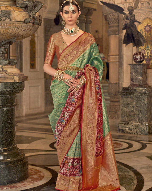 Sea Green Banarasi Brocade Zari Woven Saree