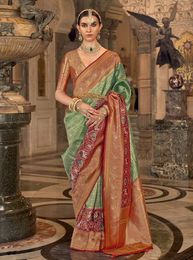 Sea Green Banarasi Brocade Zari Woven Saree