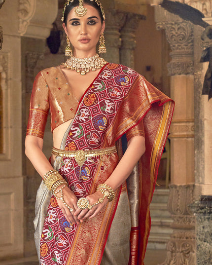 Beige Banarasi Brocade Zari Woven Saree