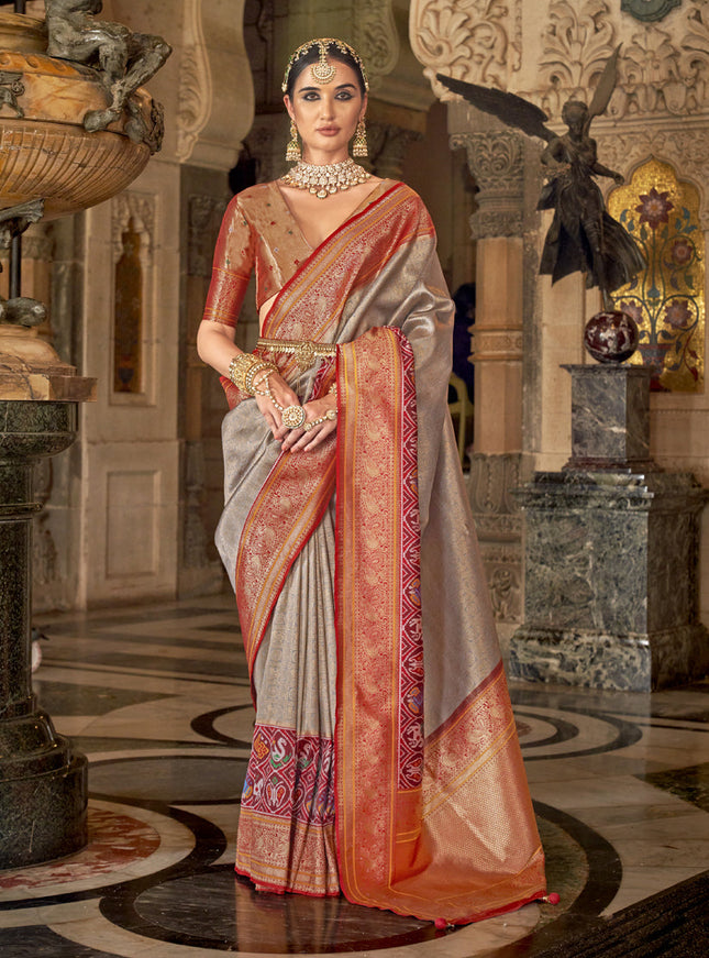 Beige Banarasi Brocade Zari Woven Saree