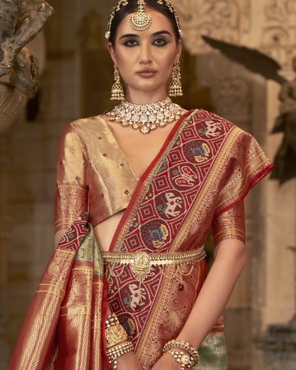 Green Banarasi Brocade Zari Woven Saree