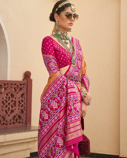 Orange Silk Digital Printed Saree