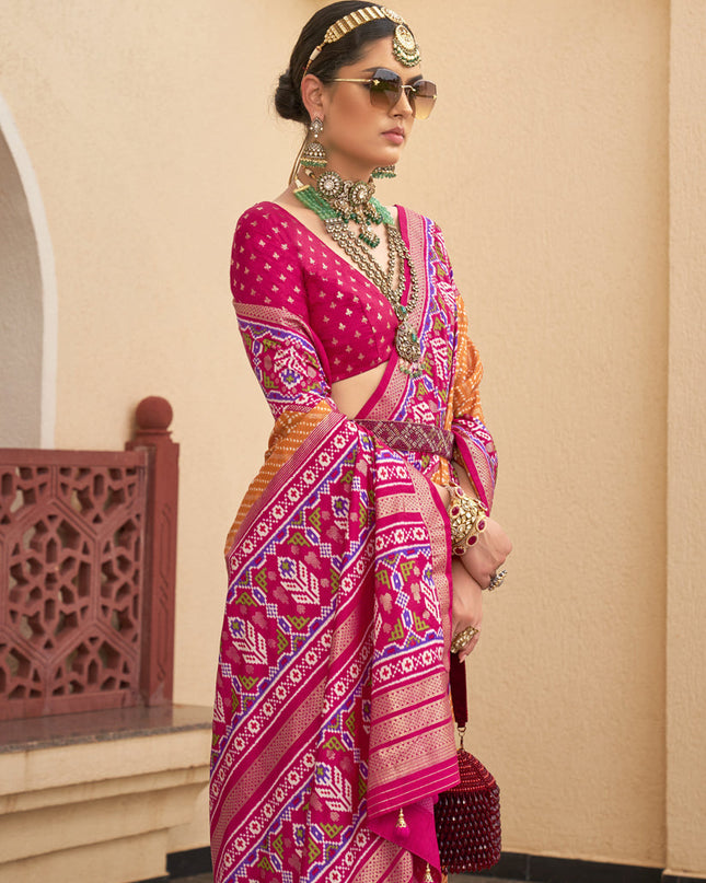 Orange Silk Digital Printed Saree