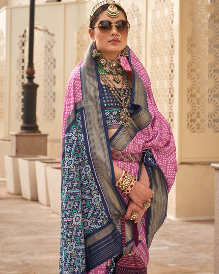 Pink Silk Digital Printed Saree