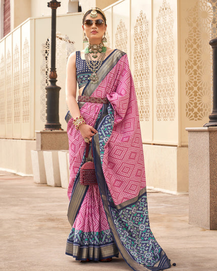 Pink Silk Digital Printed Saree
