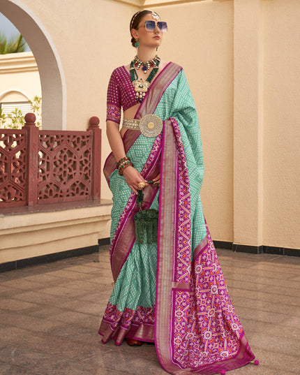 Sea Green Silk Digital Printed Saree