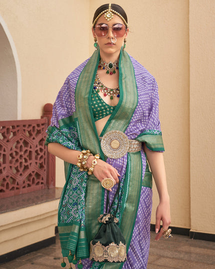 Purple Silk Digital Printed Saree