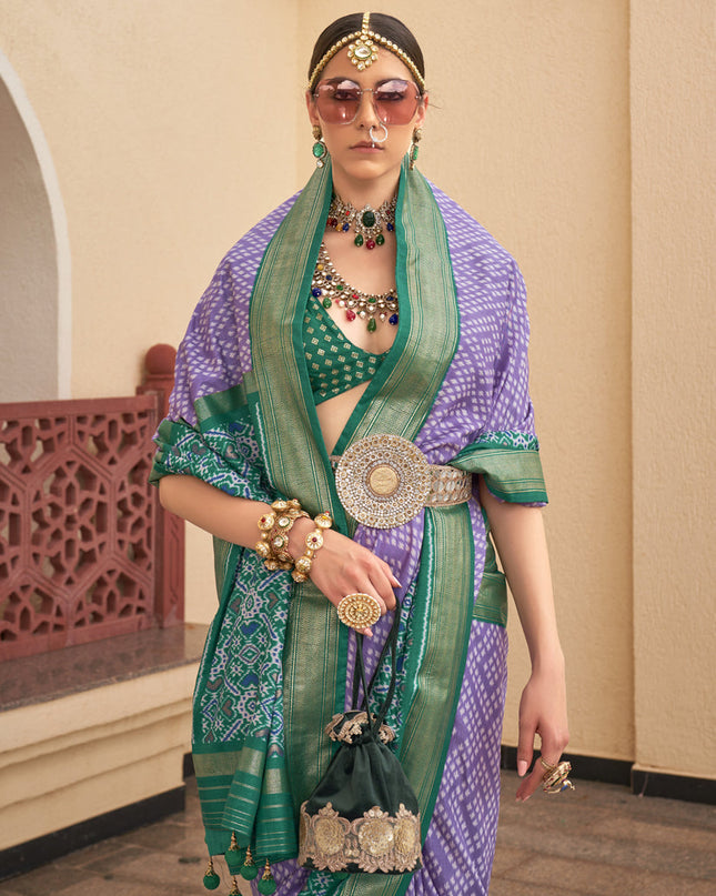 Purple Silk Digital Printed Saree