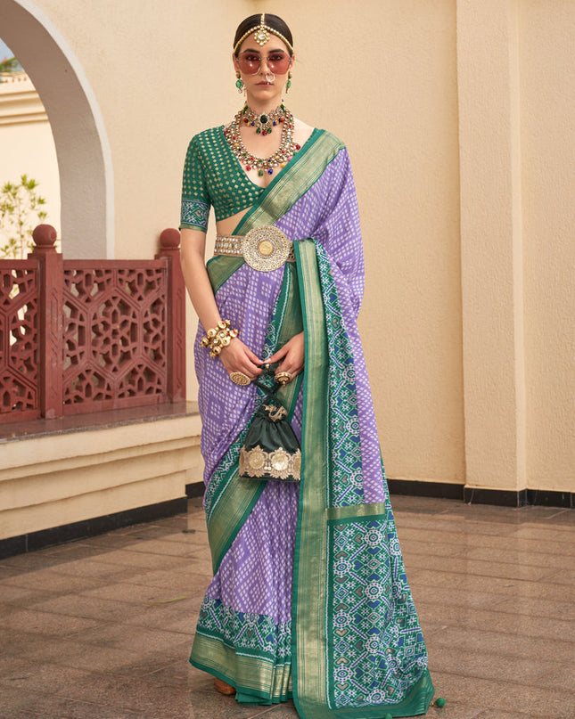 Purple Silk Digital Printed Saree