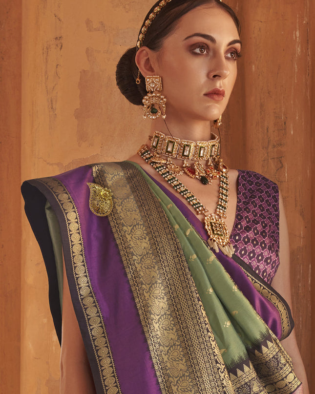 Pale Mint Silk Embellished Saree