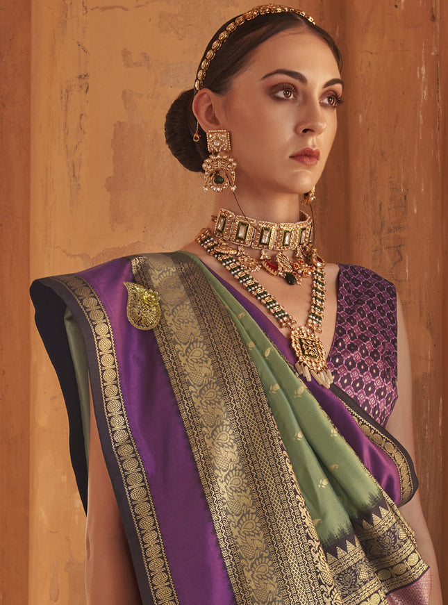 Pale Mint Silk Embellished Saree