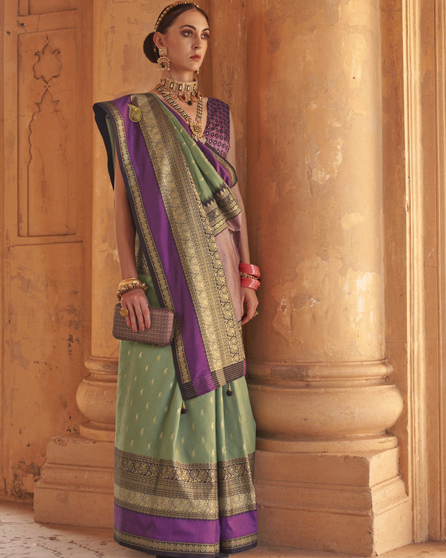 Pale Mint Silk Embellished Saree