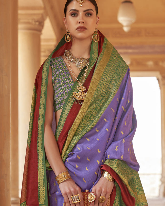 Periwinkle Silk Embellished Saree