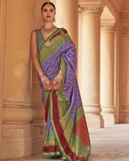 Periwinkle Silk Embellished Saree