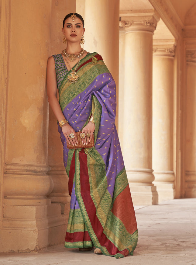 Periwinkle Silk Embellished Saree