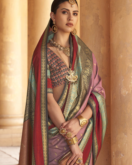 Pink Silk Embellished Saree