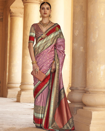 Pink Silk Embellished Saree