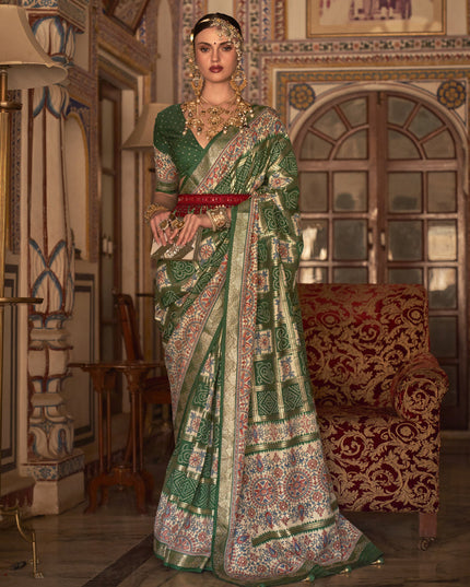 Emerald Green Silk Embellished Saree