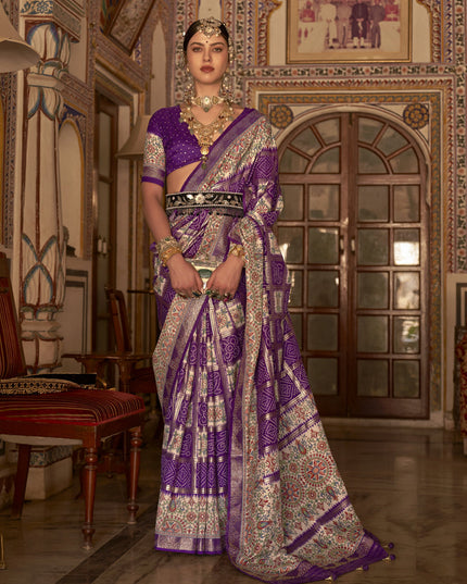 Purple Silk Embellished Saree